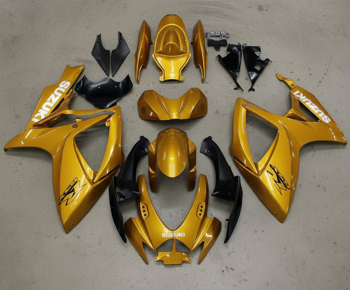 Suzuki GSXR750 Fairings (2006-2007) Gold, White at KingsMotorcycleFairings.com