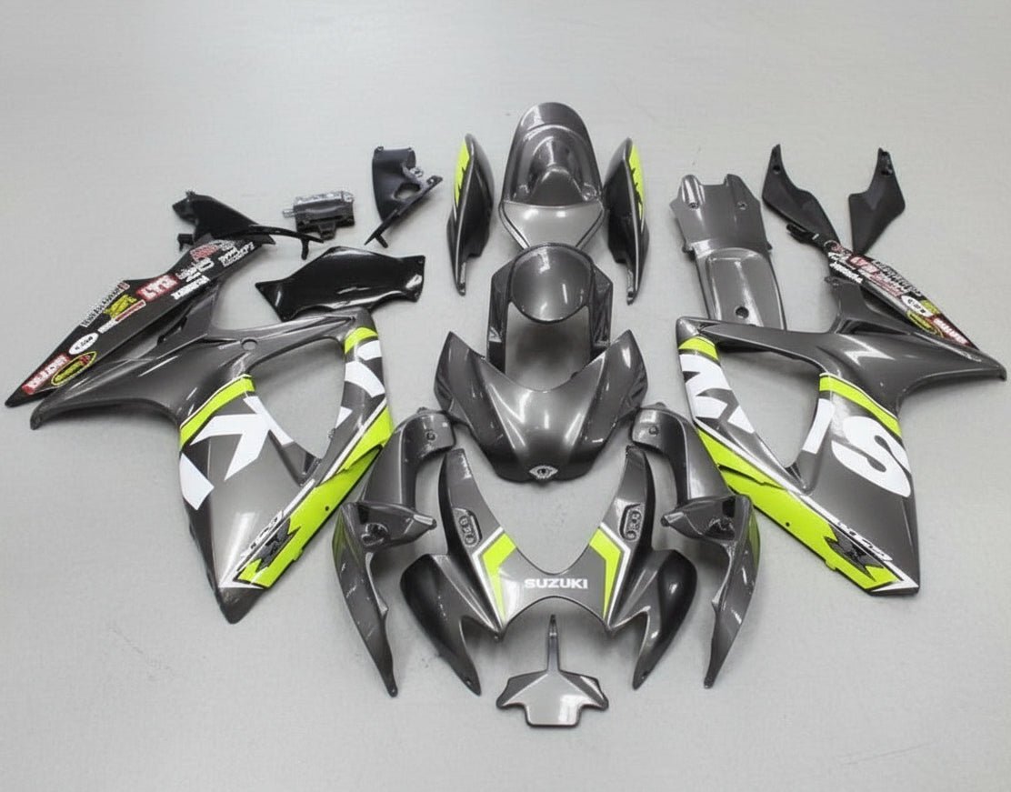 Suzuki GSXR750 Fairings (2006-2007) Gray, Yellow, White, Black at KingsMotorcycleFairings.com