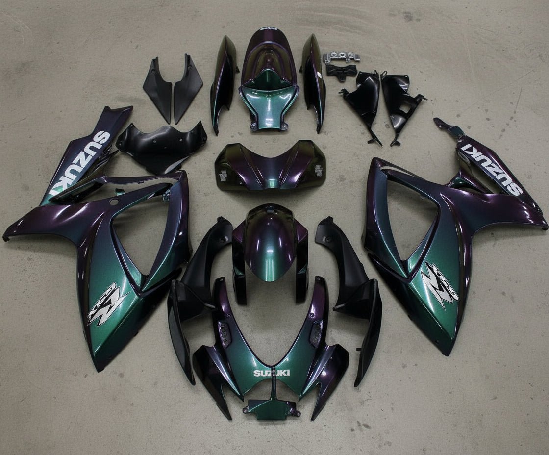 Suzuki GSXR750 Fairings (2006-2007) Green, Dark Purple Chameleon at KingsMotorcycleFairings.com