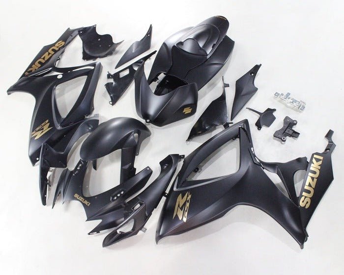 Suzuki GSXR 750 Fairings (2006-2007) Matte Black, Gold at KingsMotorcycleFairings.com