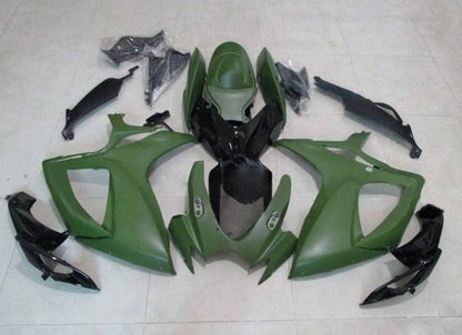Suzuki GSXR 750 Fairings (2006-2007) Matte Green, Gloss Black at KingsMotorcycleFairings.com