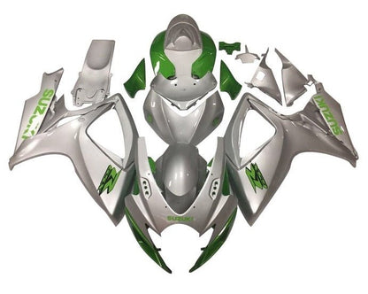 Suzuki GSXR 750 Fairings (2006-2007) Silver, Green at KingsMotorcycleFairings.com