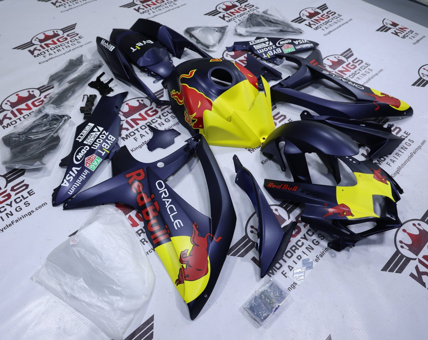 Suzuki GSXR750 Fairings (2008-2010) Matte Dark Blue RedBull F1 at KingsMotorcycleFairings.com