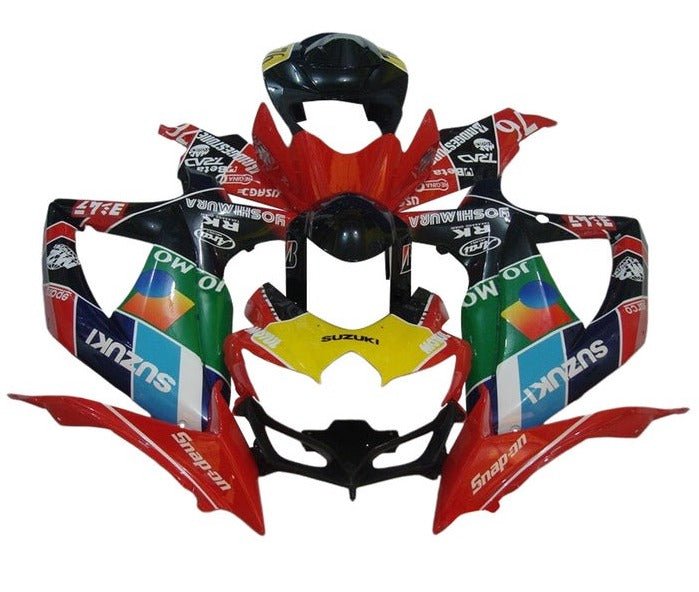 Suzuki GSXR 750 Fairings (2008-2010) Red, Black Snap On at KingsMotorcycleFairings.com