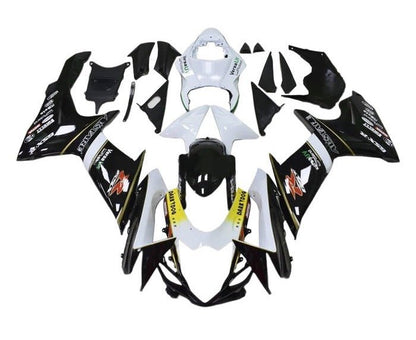 Suzuki GSXR 750 Fairings (2011-2024) Black, White, Gold Stripe at KingsMotorcycleFairings.com
