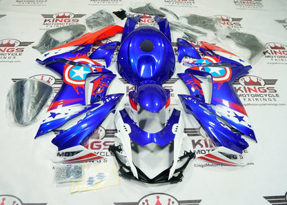 Suzuki GSXR750 Fairings (2011-2024) Blue Captain America at KingsMotorcycleFairings.com