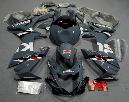 Suzuki GSXR 750 Fairings (2011-2024) Dark Nardo Gray, White at KingsMotorcycleFairings.com