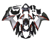 Suzuki GSXR750 Fairings (2011-2024) Matte Black, Silver, Red Stripe at KingsMotorcycleFairings.com
