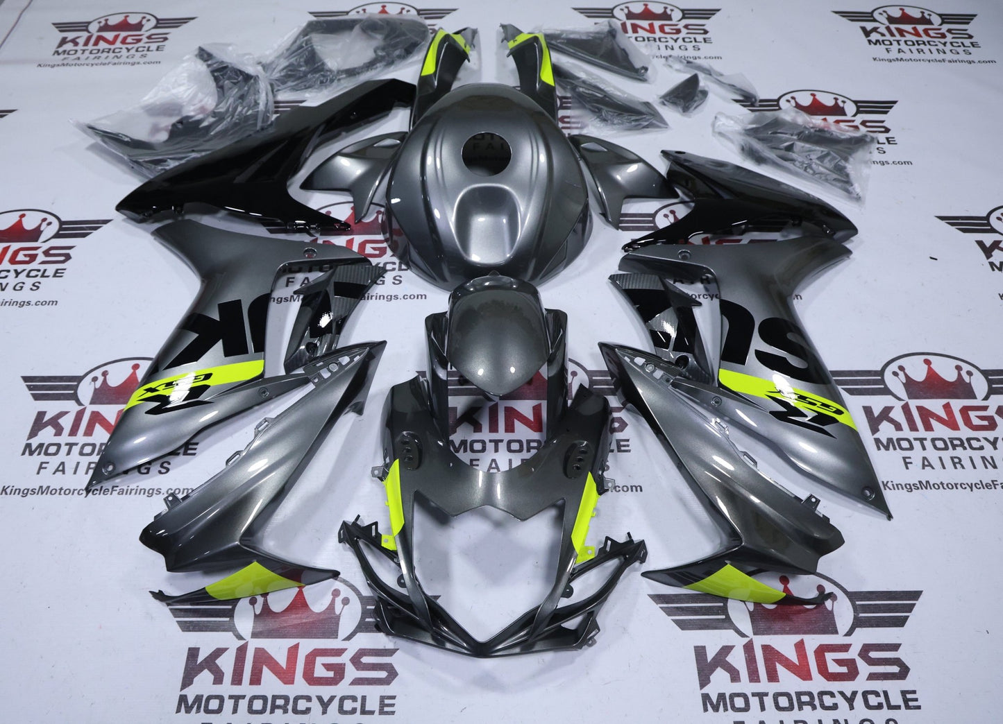 Suzuki GSXR750 Fairings (2025-2026) Gray, Neon Yellow, Black at KingsMotorcycleFairings.com