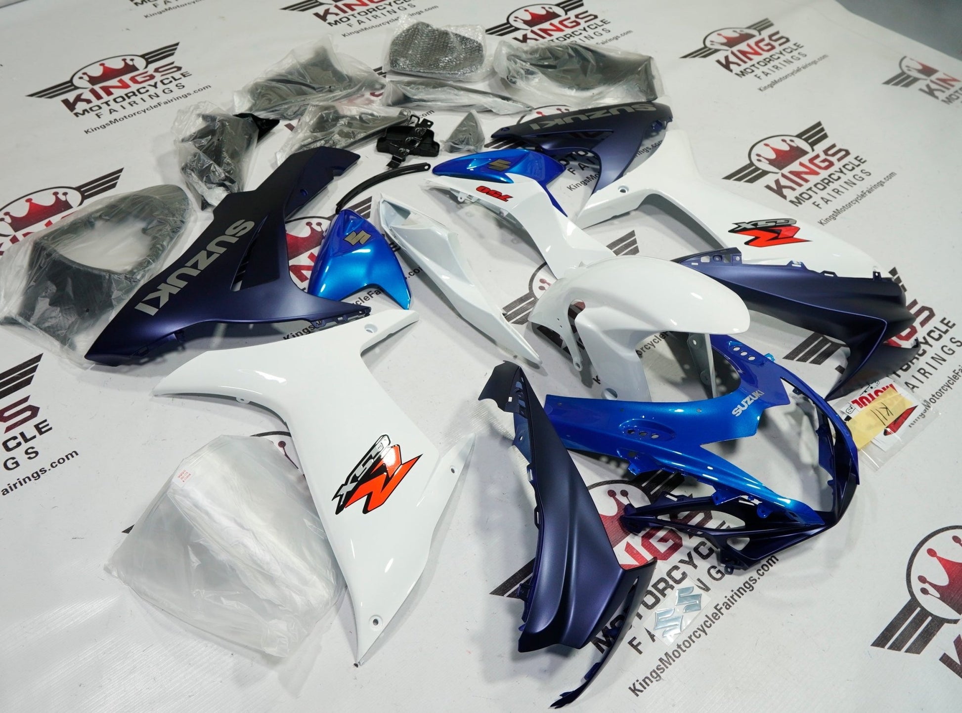 Suzuki GSXR 750 Fairings (2025-2026) White, Blue, Matte Blue at KingsMotorcycleFairings.com