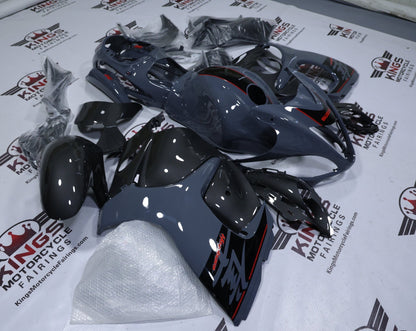 Suzuki Hayabusa Fairing Kit (2008-2020) Gray, Faux Carbon Fiber, Black, Red at KingsMotorcycleFairings.com