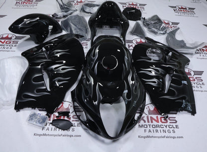 Suzuki Hayabusa Fairings (1999-2007) Black Ghost Flames from KingsMotorcycleFairings.com