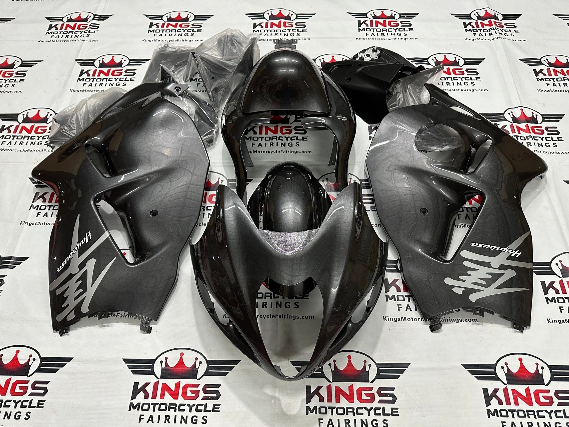 Suzuki Hayabusa Fairings (1999-2007) Gray on Gray from KingsMotorcycleFairings.com