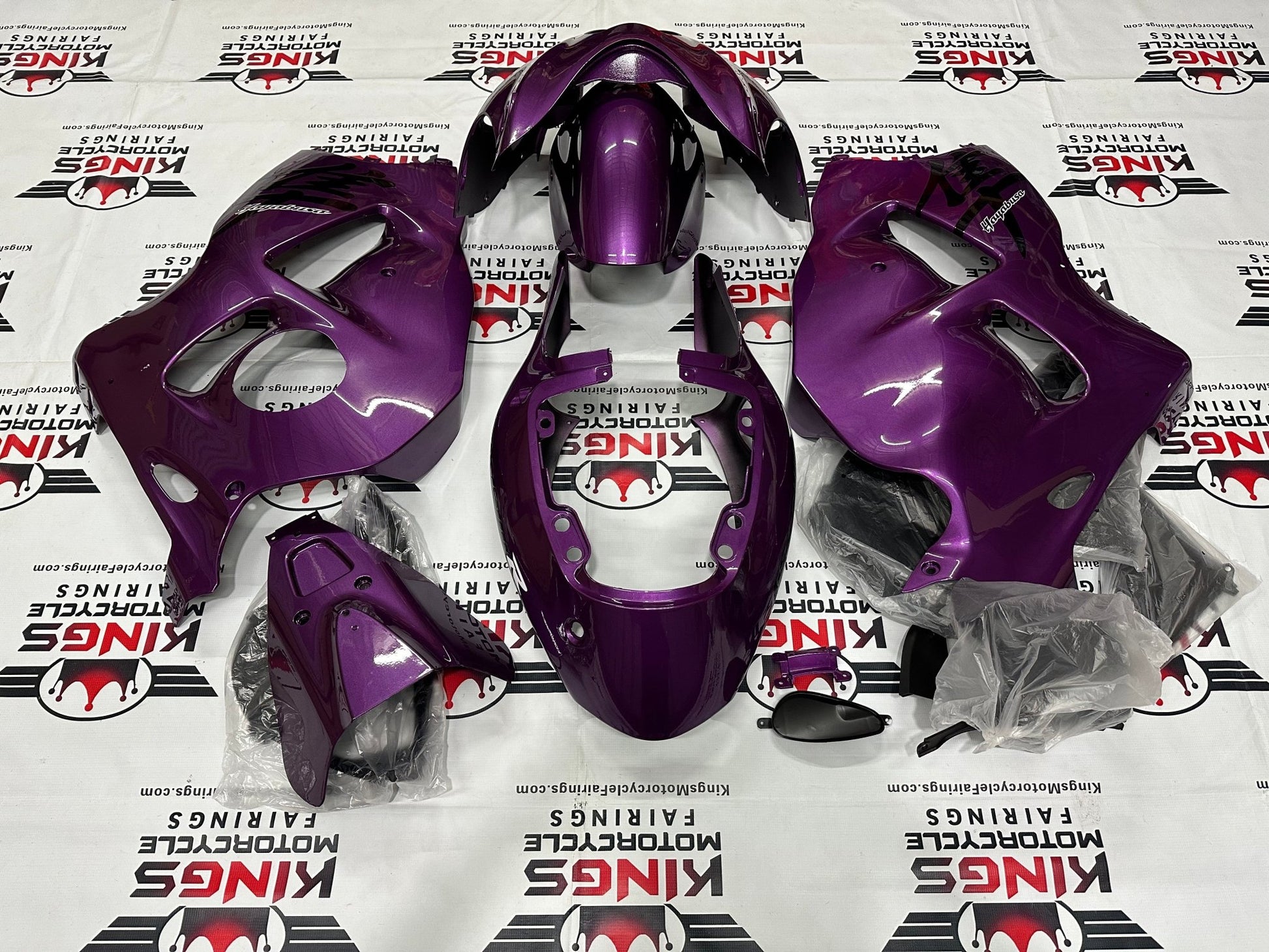 Suzuki Hayabusa Fairings (1999-2007) Purple, Black Kanji at KingsMotorcycleFairings.com