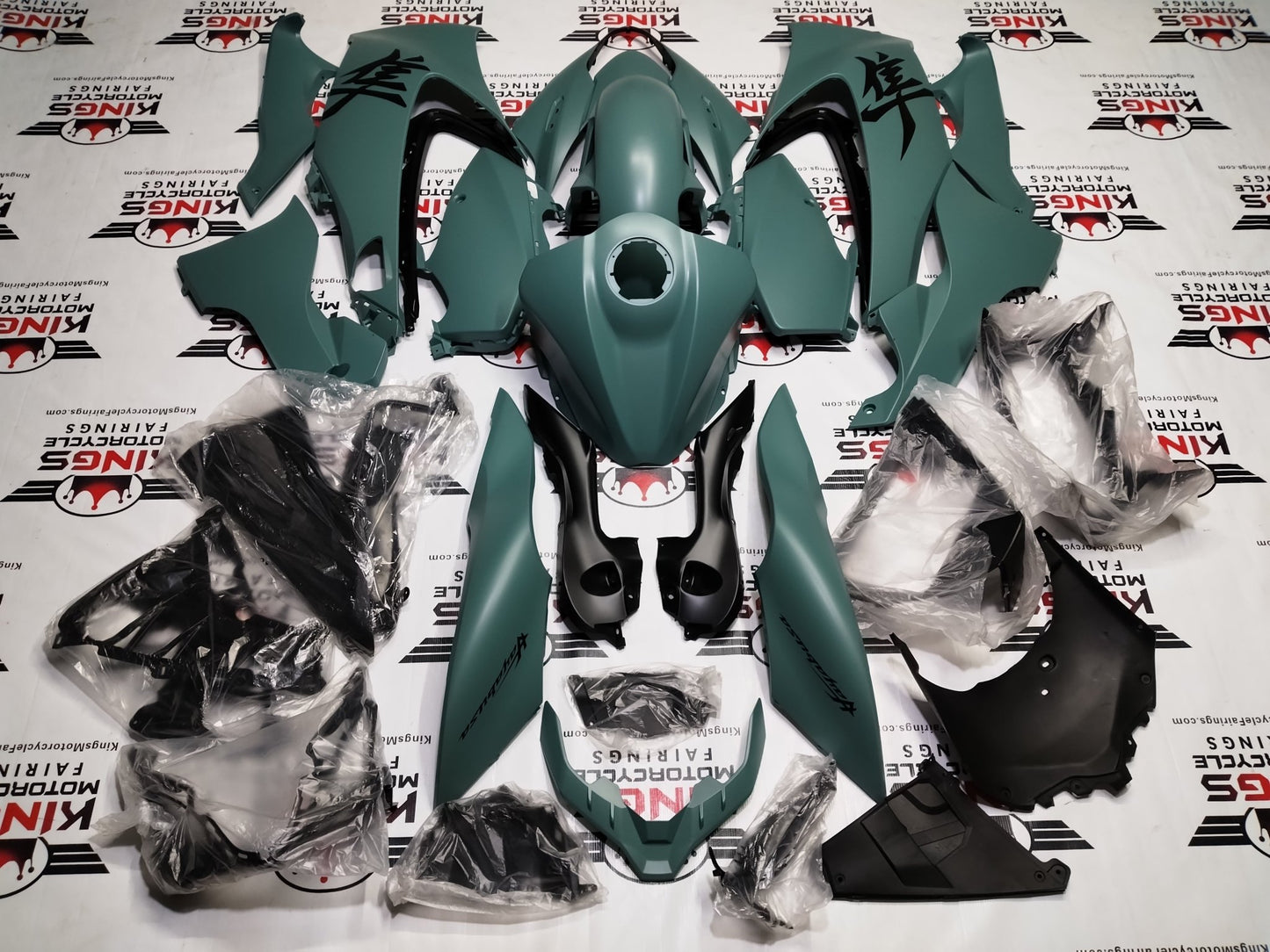 Suzuki Hayabusa Fairings (2021-2025) Flat Green, Black from KingsMotorcycleFairings.com