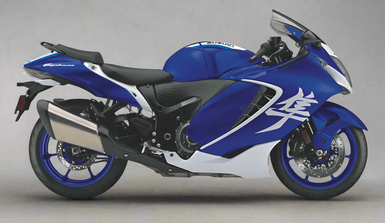 Suzuki Hayabusa Fairings (2021-2026) Blue, White Gloss from KingsMotorcycleFairings.com