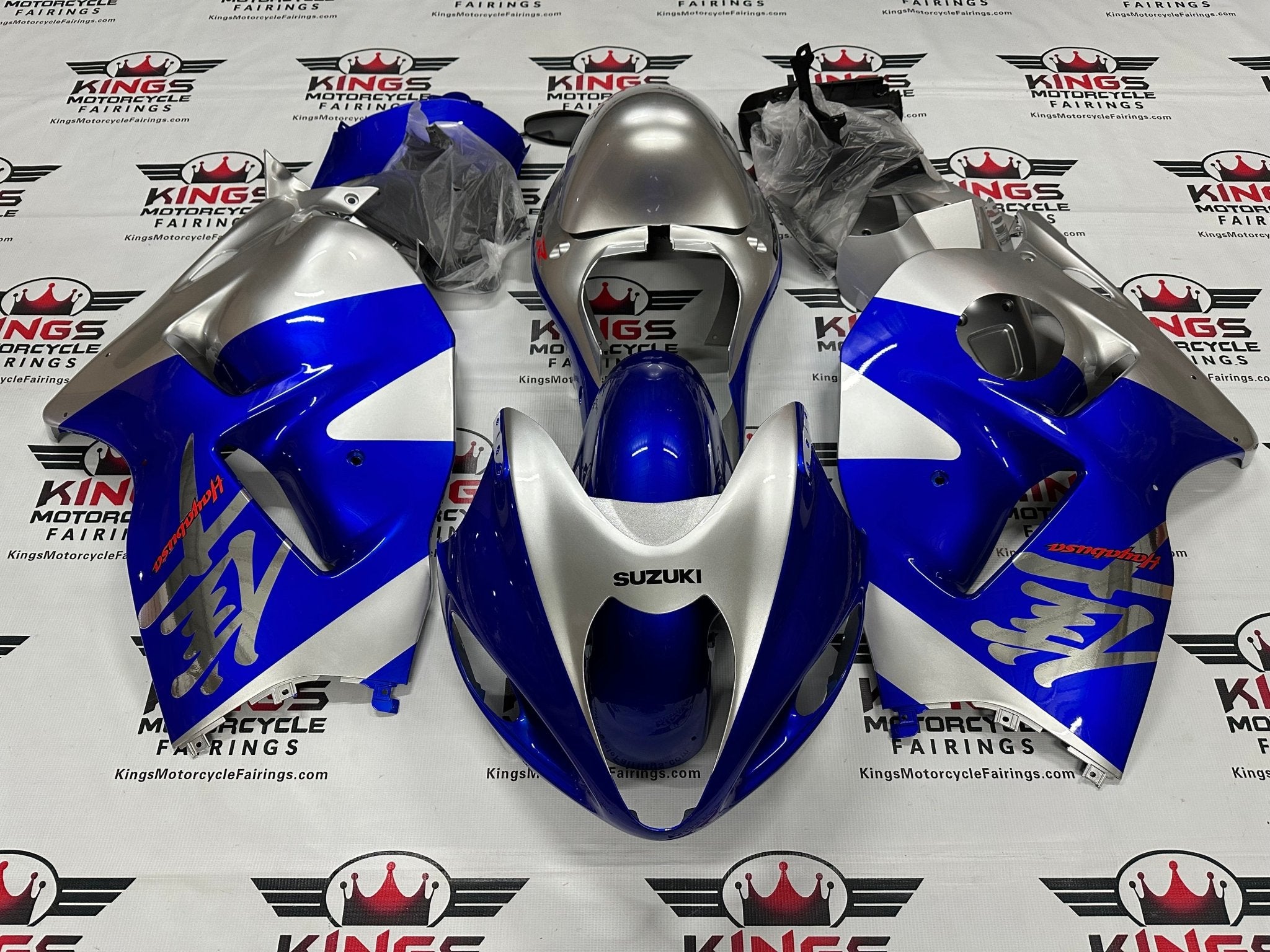 Suzuki Hayabusa Fairing set (1999-2007) Silver, Blue at KingsMotorcycleFairings.com