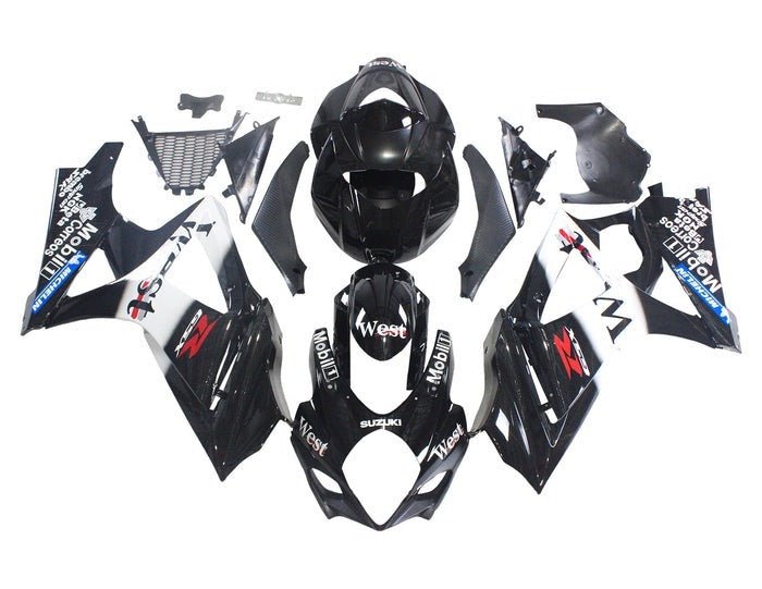Suzuki GSXR1000 Fairings (2005-2006) Black, White, West at KingsMotorcycleFairings.com