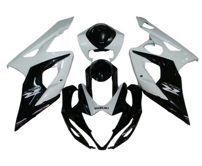 Suzuki GSXR1000 Fairings (2005-2006) Gloss Black, White at KingsMotorcycleFairings.com