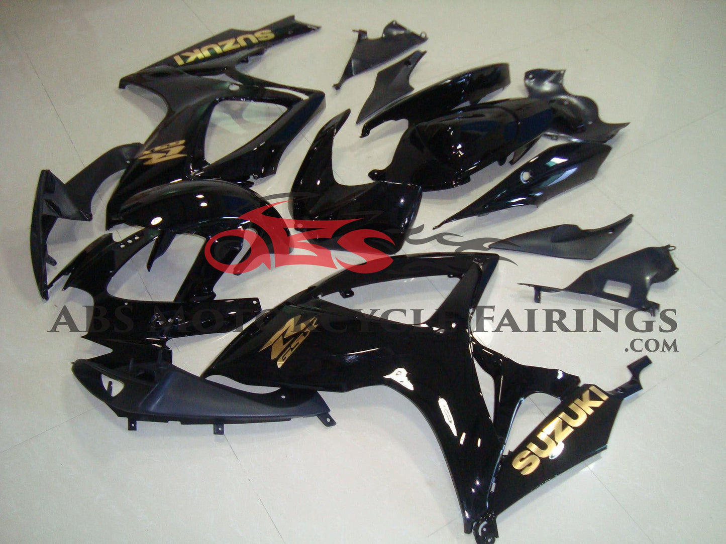 Suzuki GSXR600 Fairing Kit (2006-2007) Gloss Black, Gold at KingsMotorcycleFairings.com