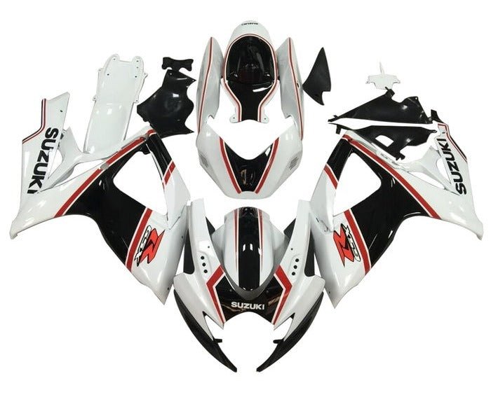 Suzuki GSXR600 Fairing Kit (2006-2007) White, Black, Red Stripe at KingsMotorcycleFairings.com