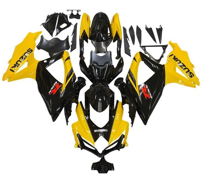 Suzuki GSXR600 Fairing Kit (2008-2010) Black, Yellow at KingsMotorcycleFairings.com