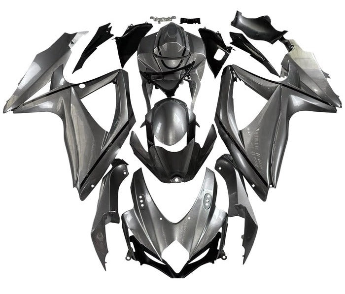 Suzuki GSXR600 Fairing Kit (2008-2010) Gray, Black Stripes at KingsMotorcycleFairings.com