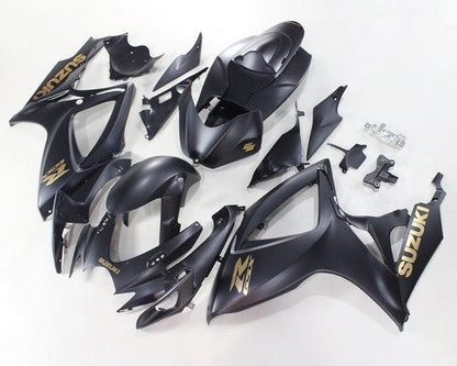 Suzuki GSXR750 Fairing Kit (2006-2007) Matte Black, Gold at KingsMotorcycleFairings.com