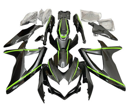 Suzuki GSXR750 Fairing Kit (2008-2010) Black, Green Stripe at KingsMotorcycleFairings.com