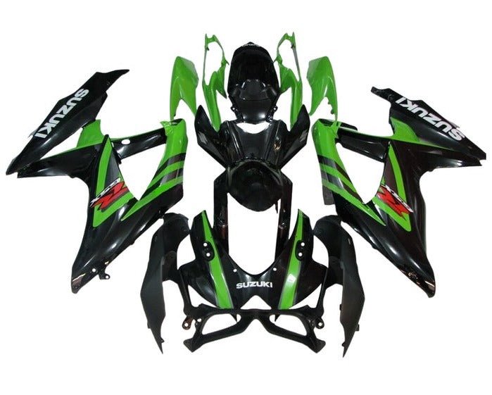 Suzuki GSXR750 Fairing Kit (2008-2010) Black, Green at KingsMotorcycleFairings.com