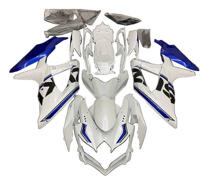Suzuki GSXR750 Fairing Kit (2008-2010) White, Black, Blue Stripe at KingsMotorcycleFairings.com