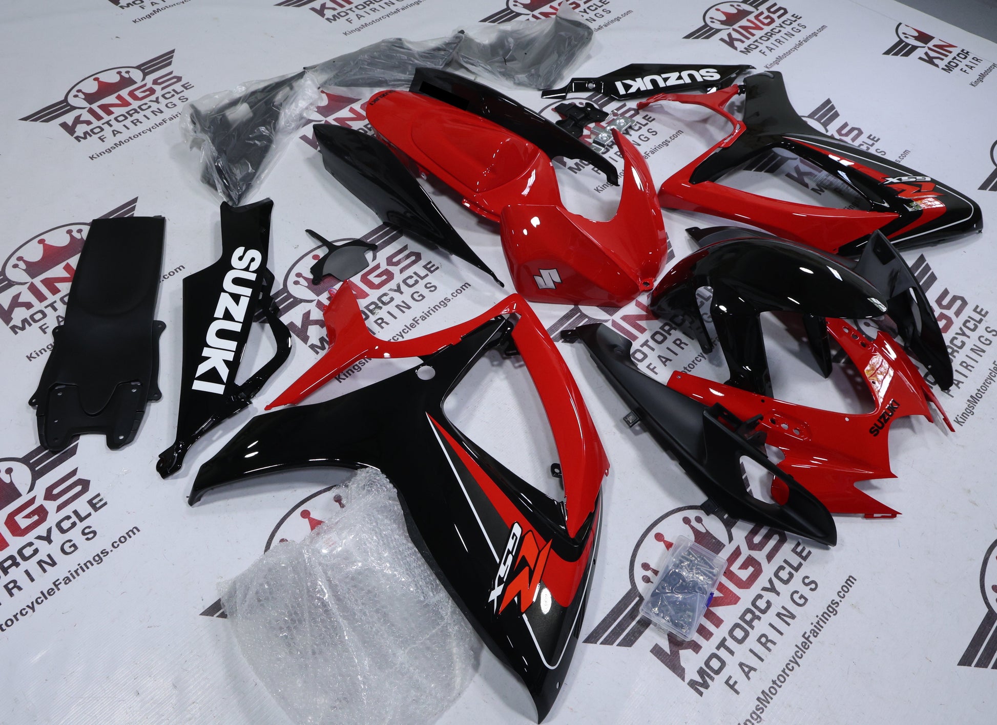 Suzuki GSXR750 Fairings (2006-2007) Red, Black, White, Dark Gray from KingsMotorcycleFairings.com