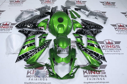 Suzuki GSXR750 Fairings (2025-2026) Green, Black, Silver Spider Web from KingsMotorcycleFairings.com