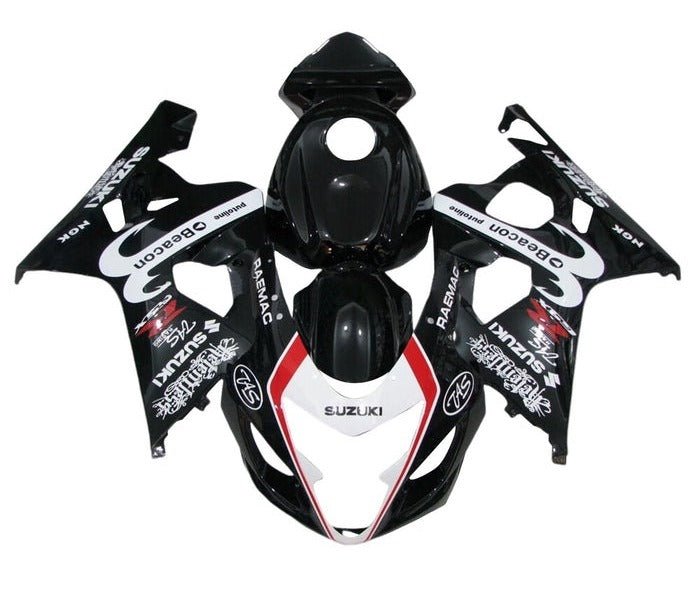 Suzuki GSXR 600 Fairing Kit (2004-2005) Black, White, Red Beacon at KingsMotorcycleFairings.com