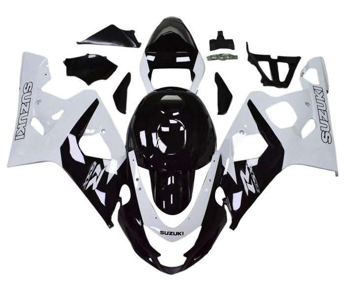 Suzuki GSXR 600 Fairing Kit (2004-2005) Gloss Black, White at KingsMotorcycleFairings.com