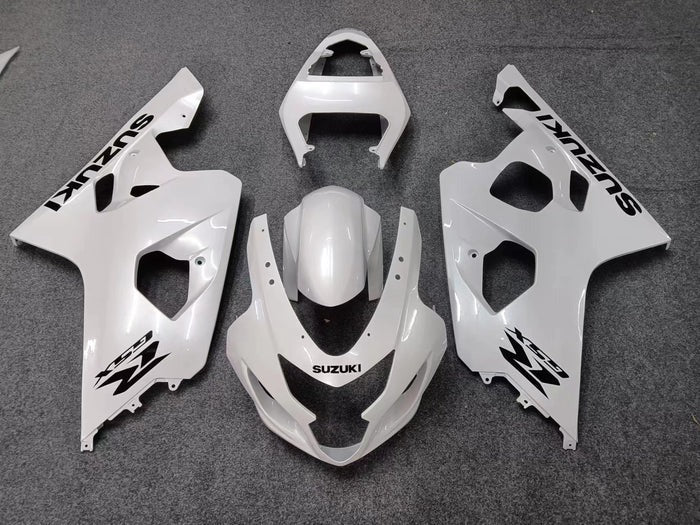 Suzuki GSXR 600 Fairing Kit (2004-2005) Pearl White, Black at KingsMotorcycleFairings.com