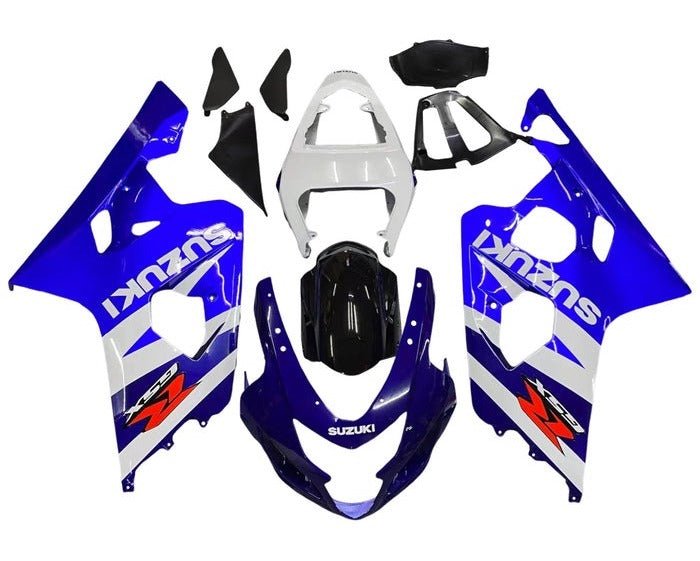 Suzuki GSXR 600 Fairing Kit (2004-2005) White, Dual Blue, Black, Red at KingsMotorcycleFairings.com