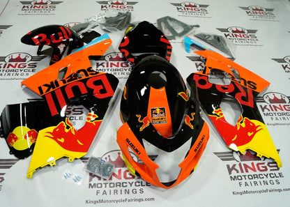 Suzuki GSXR750 Fairings (2004-2005) Black, Orange, Red Bull at KingsMotorcycleFairings.com