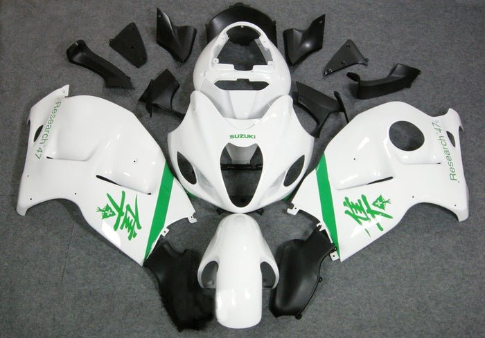 Suzuki Hayabusa Fairing set (1999-2007) White, Green Stripe at KingsMotorcycleFairings.com