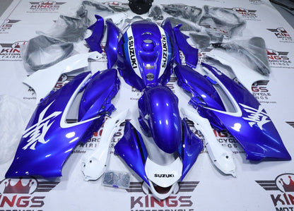 Suzuki Hayabusa Fairings (2021-2025) Blue, White, Black from KingsMotorcycleFairings.com