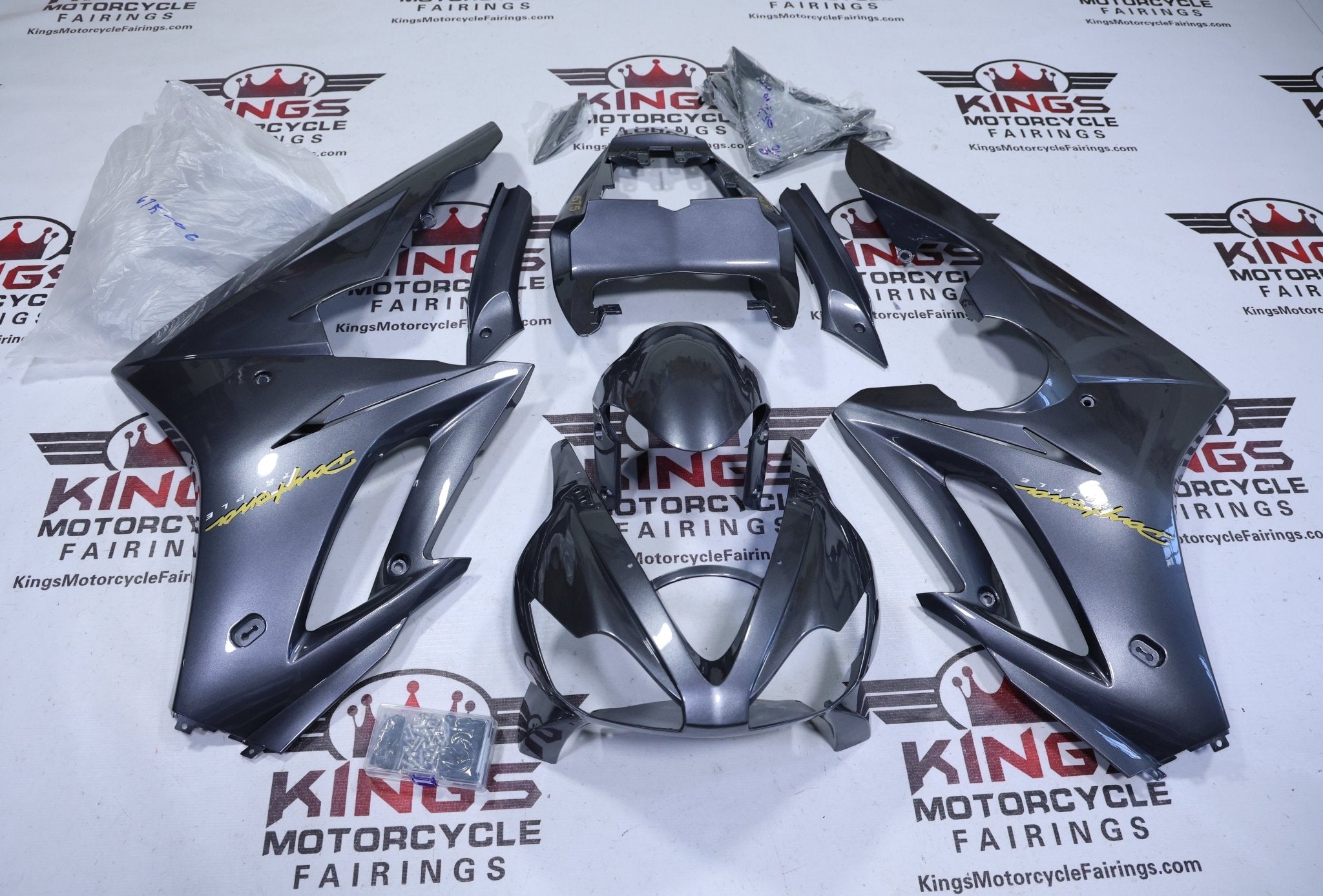 Triumph Daytona 675 Fairings (2006-2008) Dark Silver, Gold at KingsMotorcycleFairings.com