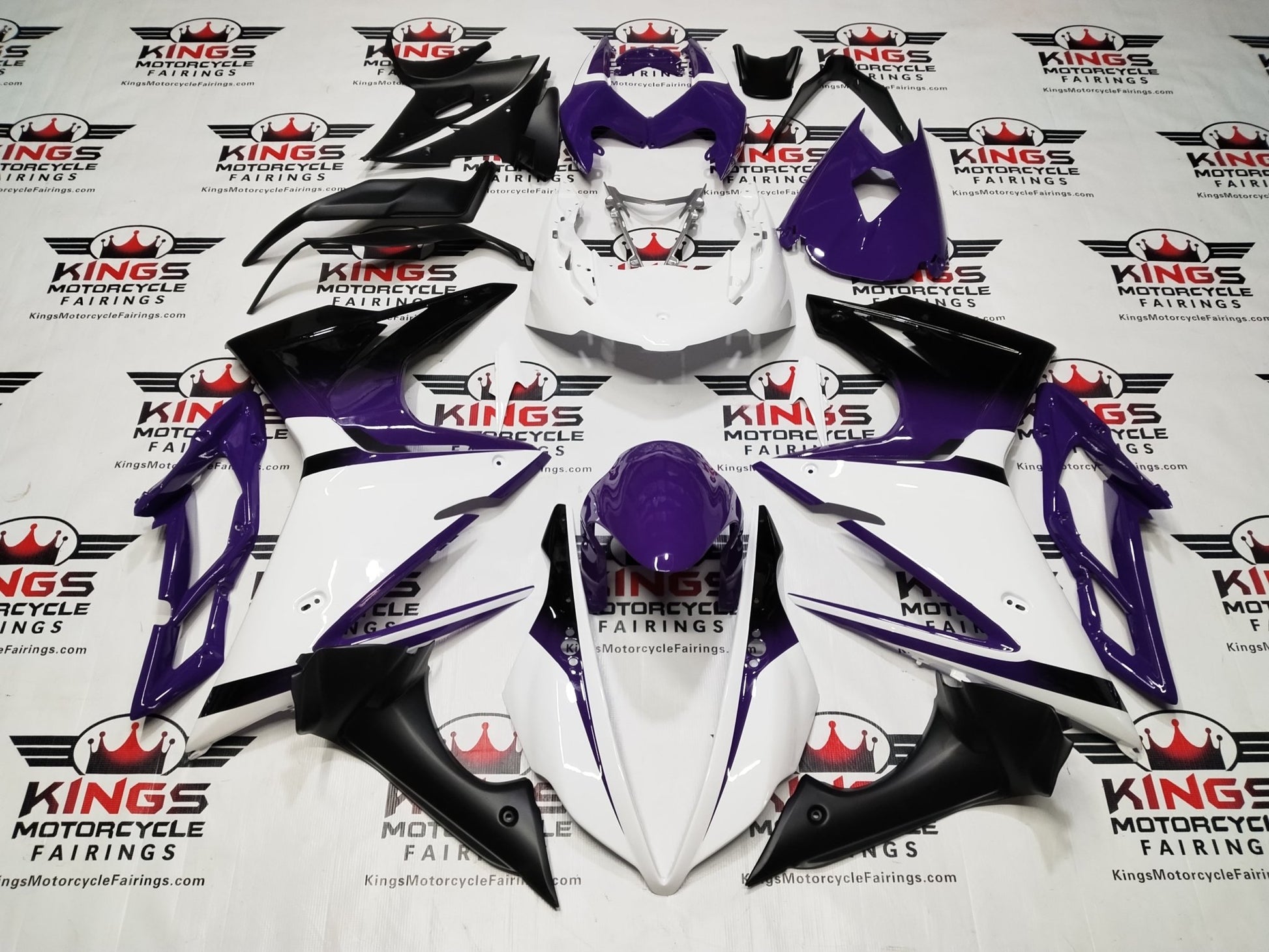 Triumph Daytona 675 Fairings (2013-2016) White, Dark Purple, Black at KingsMotorcycleFairings.com