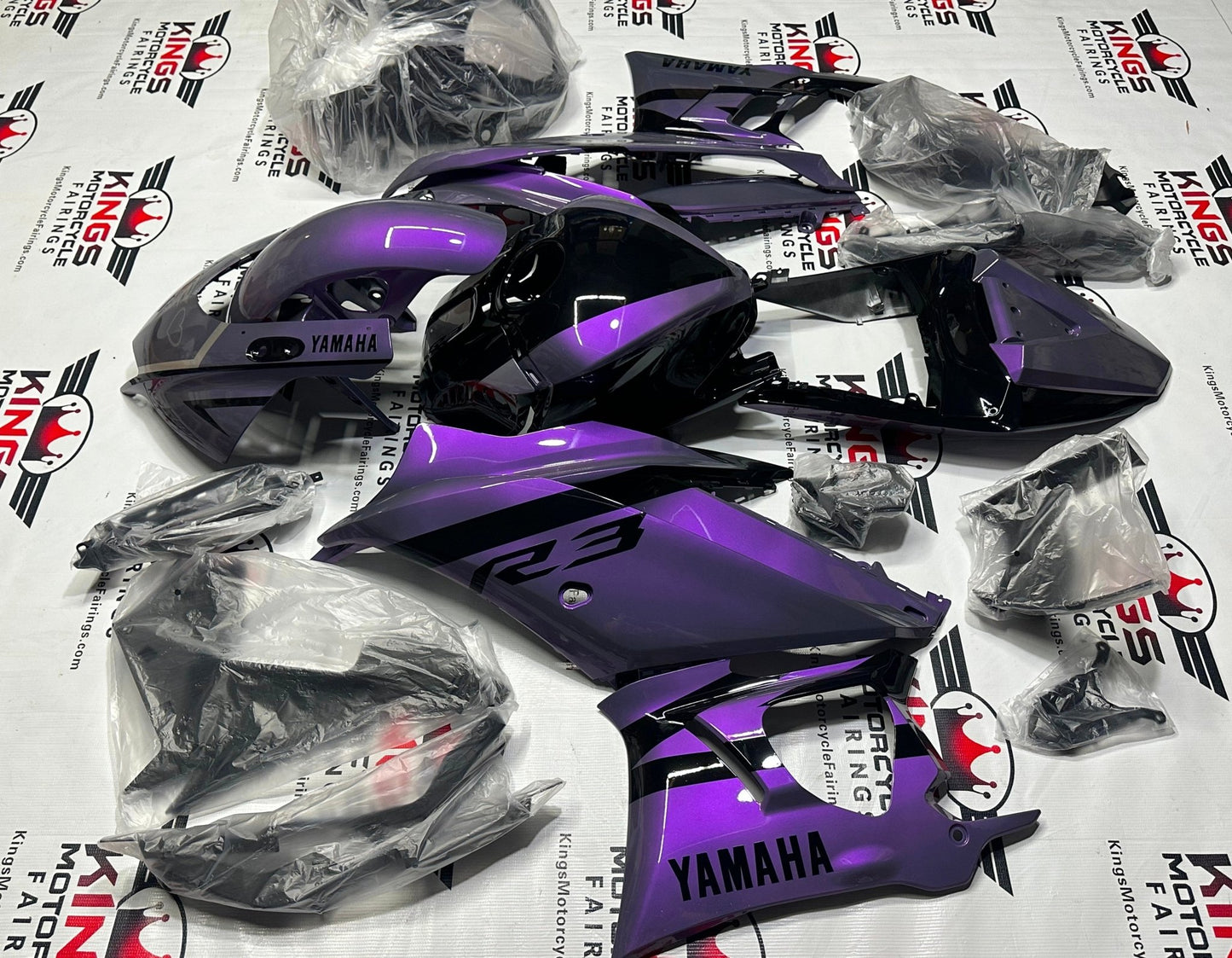 YAMAHA R3 Fairings (2019-2021)  Chameleon Purple, Gray at KingsMotorcycleFairings.com