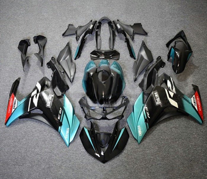 YAMAHA R3 Fairings (2015-2018) Black, Turquoise Blue at KingsMotorcycleFairings.com