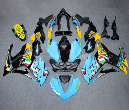 YAMAHA R3 Fairings (2015-2018) Blue, Black, Yellow Shark at KingsMotorcycleFairings.com