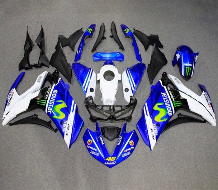 YAMAHA R3 Fairings (2015-2018) Blue, White Rossi at KingsMotorcycleFairings.com