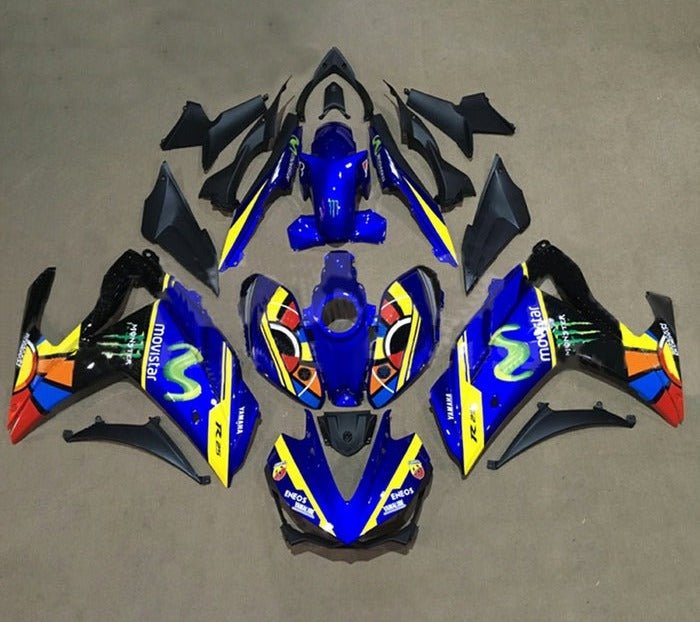 YAMAHA YZF-R3 Fairings (2015-2018) Blue, Yellow Movistar at KingsMotorcycleFairings.com