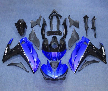 YAMAHA YZF-R3 Fairings (2015-2018) Gloss Blue, Black, White Stripe at KingsMotorcycleFairings.com