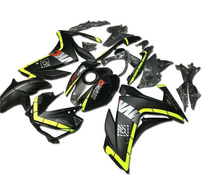 YAMAHA R3 Fairings (2015-2018) Matte Black, Neon Yellow at KingsMotorcycleFairings.com