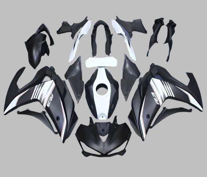 YAMAHA R3 Fairings (2015-2018) Matte Black, White at KingsMotorcycleFairings.com
